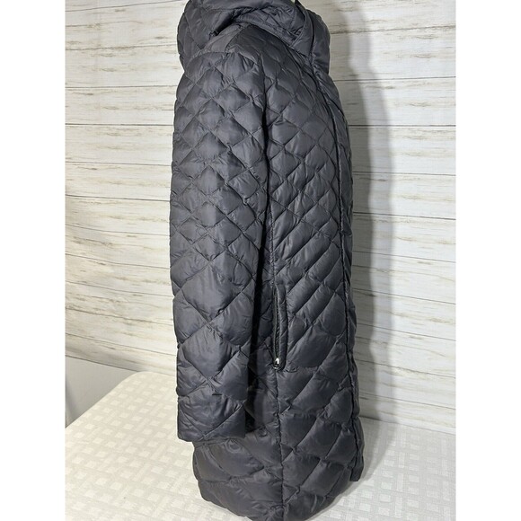 The North Face Womens Jacket Gray LARGE Goose Down Fill Quilted Long Puffer Coat - Picture 10 of 16